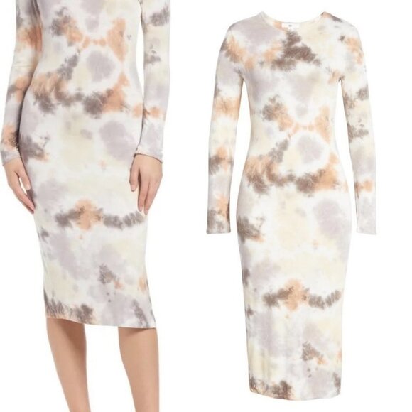 NEW Nordstrom BP Tie Dye Midi Dress Long Sleeves Knit Size XXS 2020 Boho Hippie - Picture 2 of 16